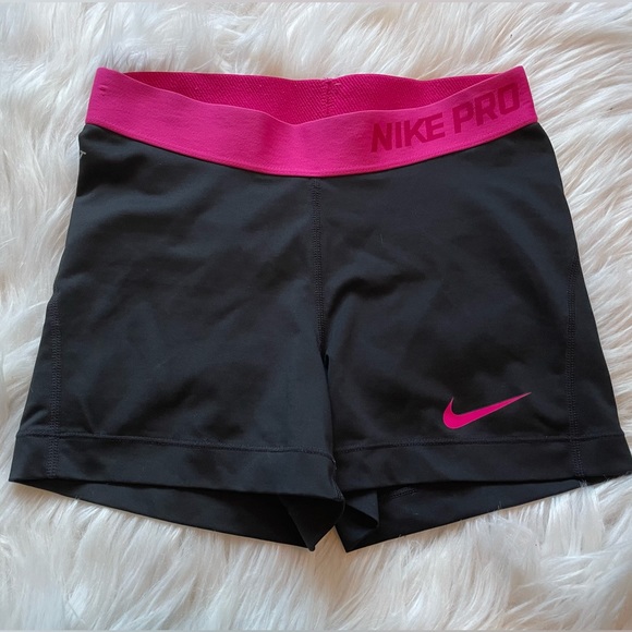 Nike Shorts Nike Pro Shorts Black Pink Band Womens S Small Gym Short 3 Athletic Cheer Poshmark